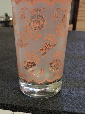 Frosted Glass Vase with Coral Floral Pattern